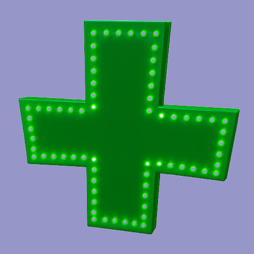 Green LED Pharmacy Plus Sign